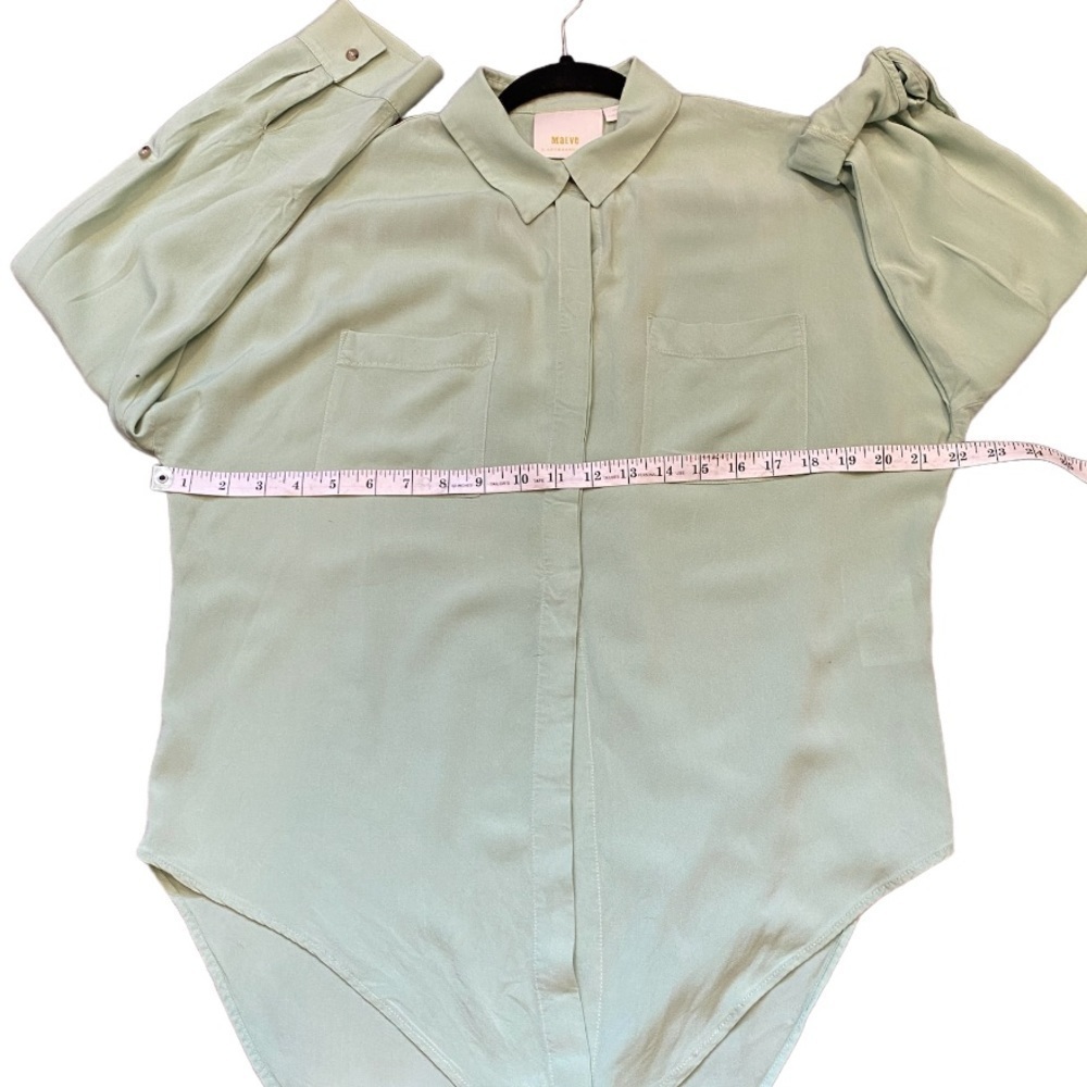 Anthropologie Maeve Seafoam Green Tie Button Down Shirt - Picture 9 of 9